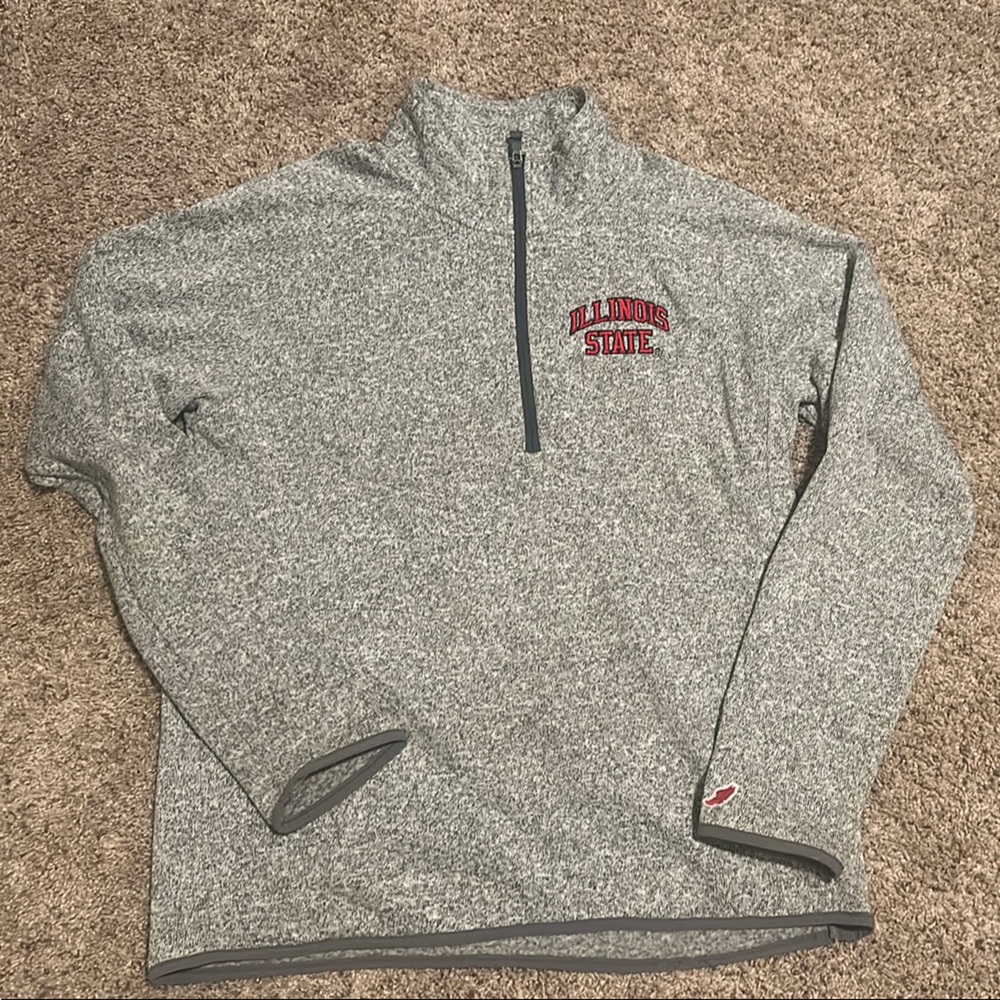 League Gray Zip Up Sweater with Marled Texture Illinois State University